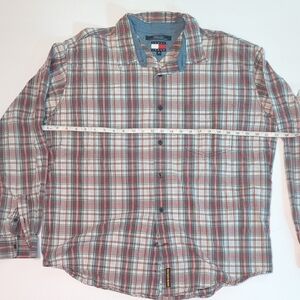 Men's Plaid Shirt - Red and Gray